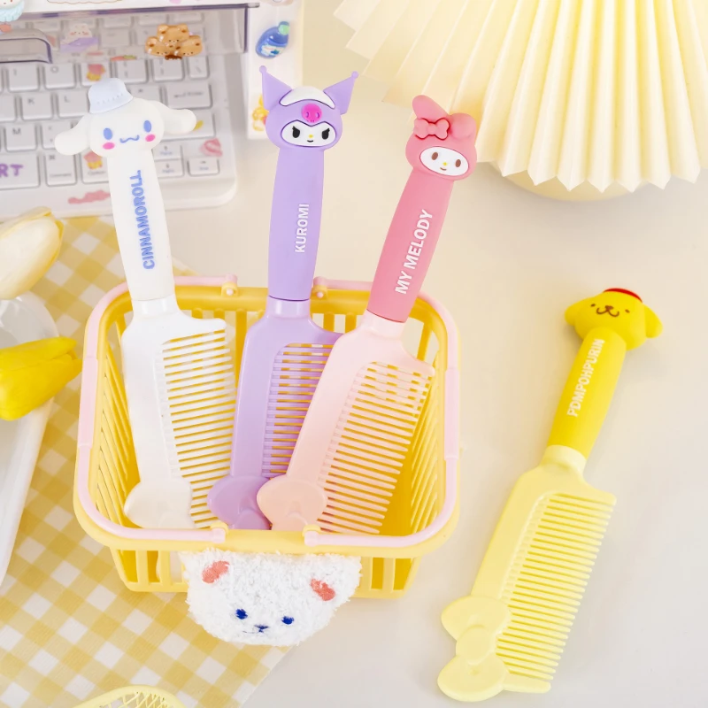 

Kawaii Sanrio Anime My Melody Kuromi Cinnamoroll Cute Cartoon Portable Massage Comb Simple Pointy Tail Comb Girly Heart
