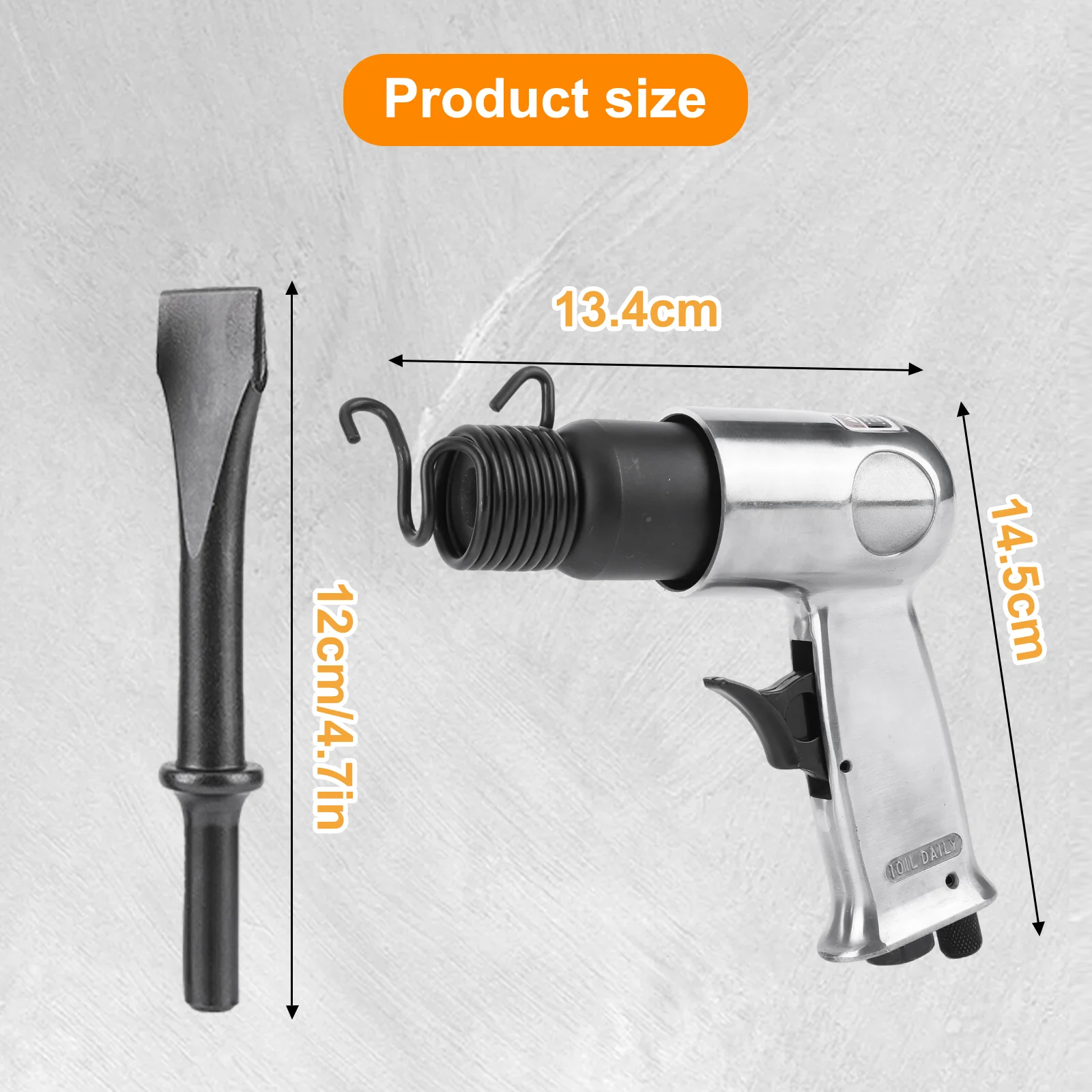 Strong Pneumatic Hammer 4500 BPM Air Chisel Pneumatic Shovel Tool Spring & Fitting Rear Handle Exhaust for Automotive&Metal Work