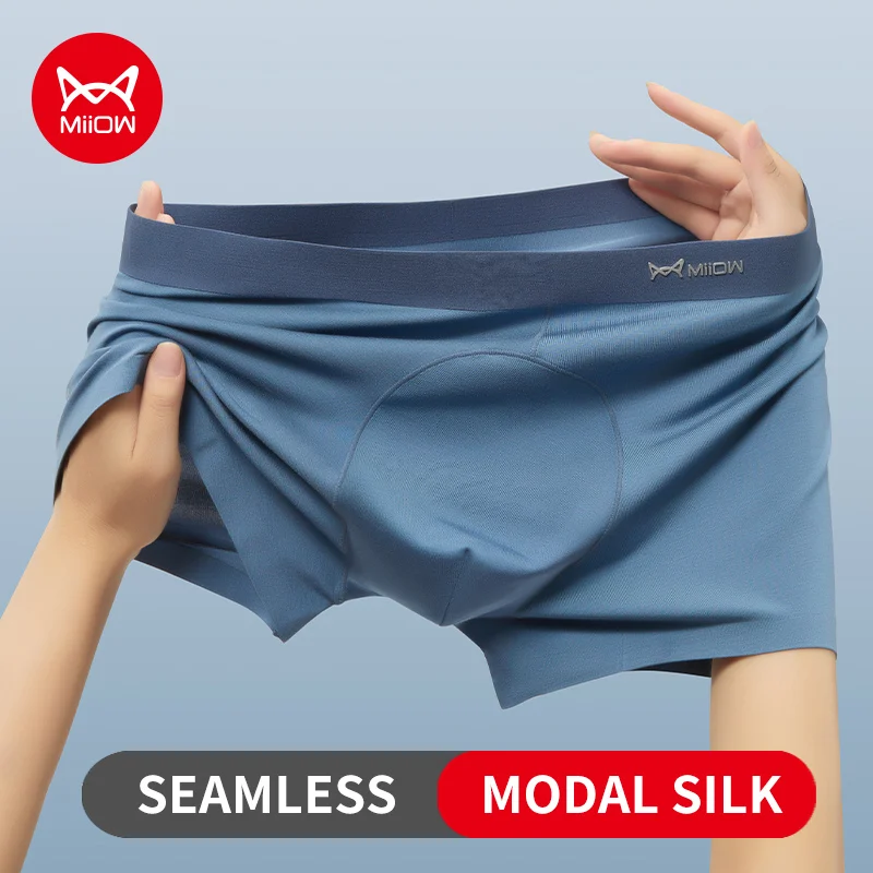 

MiiOW 3Pcs Modal Nature Silk Men Underwear Boxer Soft Seamless Men's Panties Boxers Shorts Underpants MRCS2280 Men Underwear