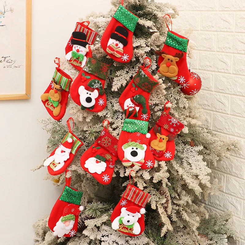 

New Year Christmas Stocking Sack Xmas Gift Candy Bag Noel Christmas Decorations for Home Natal Navidad Sock Christmas Tree Decor