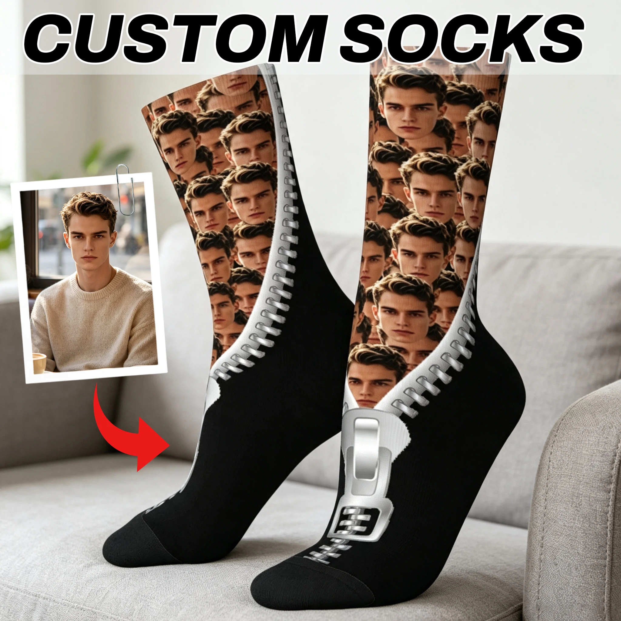 Personalized Photo Face Socks – Unique Crazy Funny Gift for Holidays and Special Occasions
