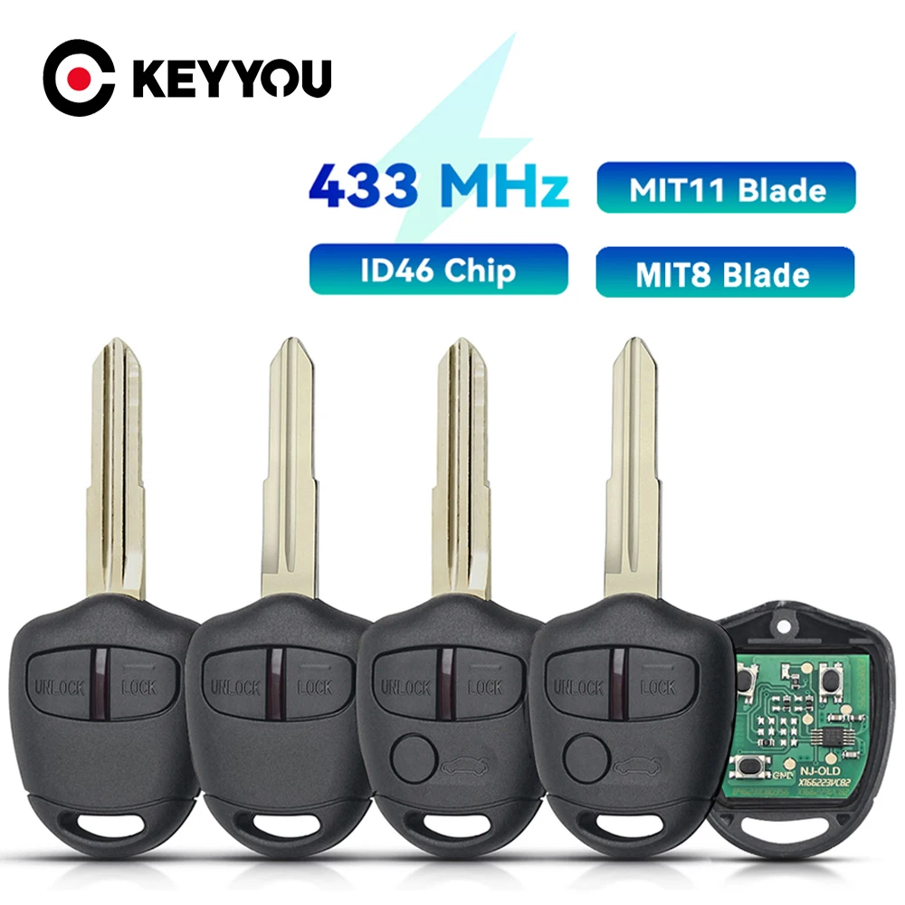 

KEYYOU ID46 PCF7936 для MITSUBISHI Outlander Pajero Triton ASX Lancer Shogun MIT8 MIT11 Blade 2/3 кнопки 433 МГц Автомобильный пульт дистанционного управления
