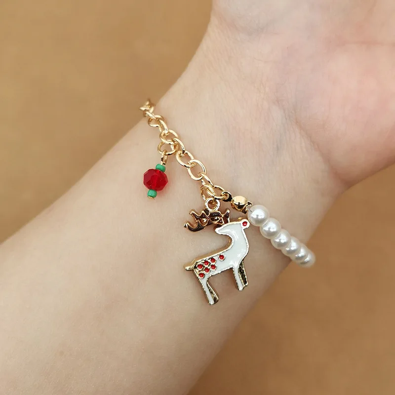 1PCS Christmas Enamel Bracelet Xmas Tree Bell Santa Snowflake Charms for Women Men Gifts metal bracelet
