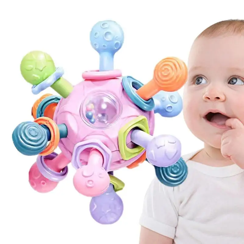 

Baby Manhattan Ball Teether Ball Grasping Toys With Soft Rattle Sound Rattle Teether Ball Safe And Easy To Hold For Infants