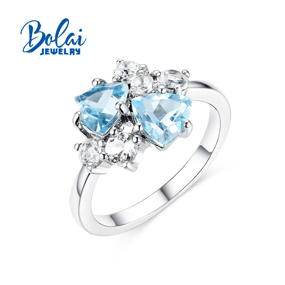 

925 Sterling silver Ring brazil London blue topaz pear 4*6mm natural gemstone fine jewelry for women wife nice gift bolai