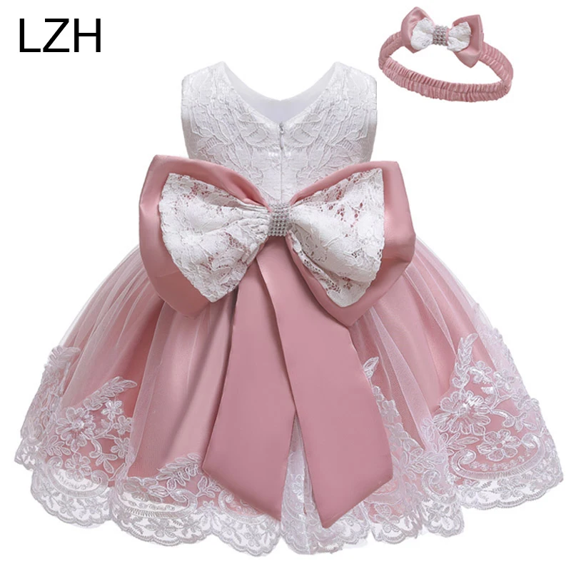 5 Years LZH Baby Girls Party Dress Bowknot Wedding Dress Princess Lace Dress Birthday for 18 Months