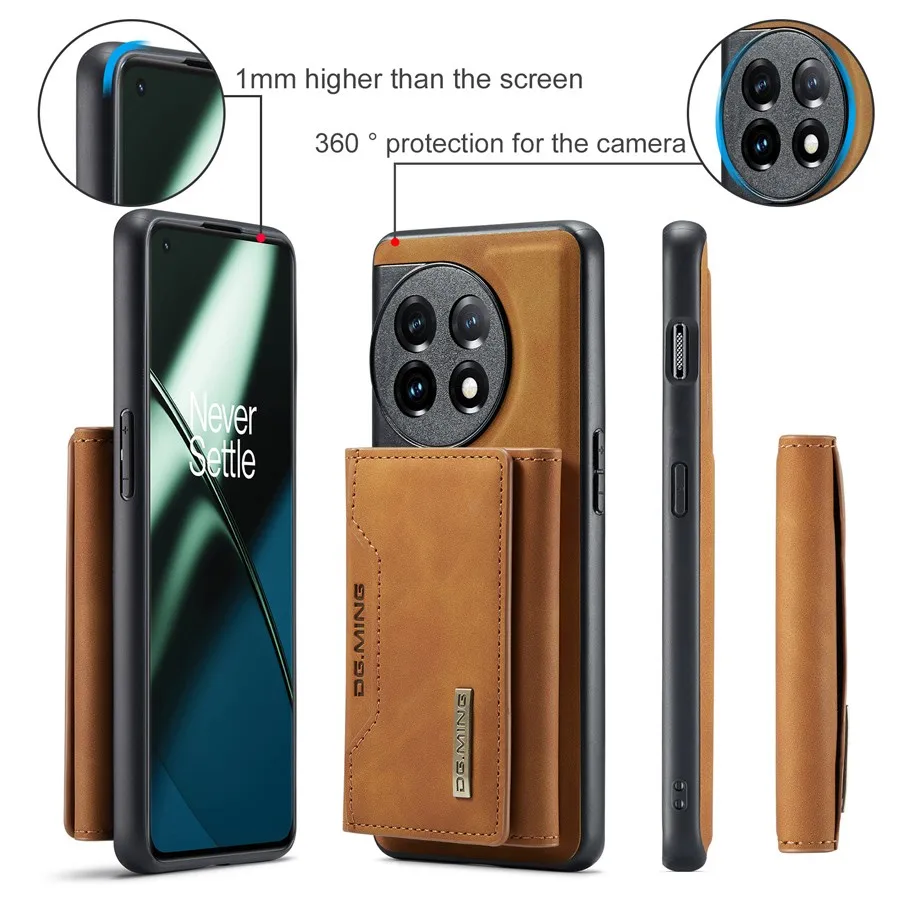 

Оригинальный Роскошный кожаный чехол для OnePlus 9, 10 Pro, 11, 9R, 9RT, 10R, Ace, ретро-кошелек, съемная задняя крышка