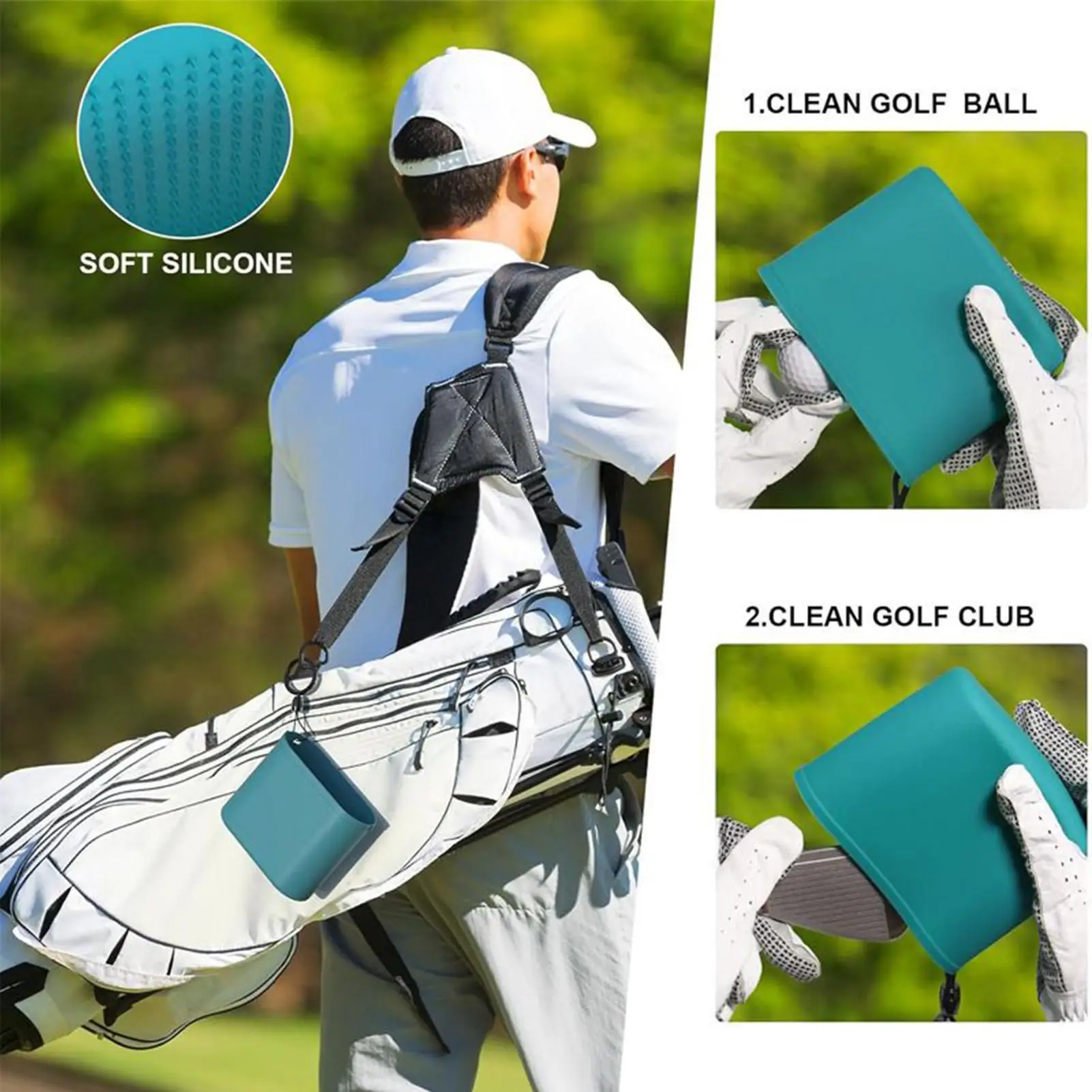 Golf Club Cleaner Bag Golf Club And Ball Washing Bag With Carabiner Clip Quick-Drying Grooves Washing Supplies Compact On-Course