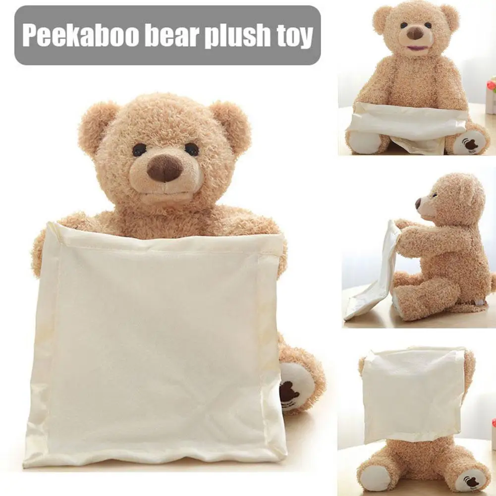 Plush Toys Bear Hide And Seek Plush Toy Talking Music Electric Toy 25CM