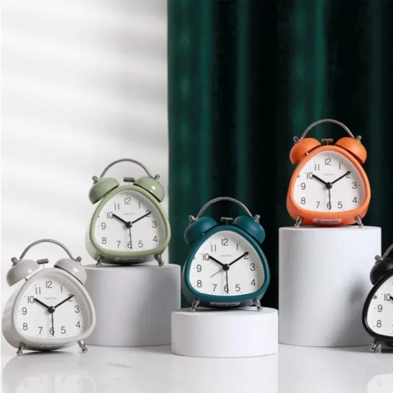 Retro Desk Clock Clock Retro Alarm Mechanical Double Bell Home Office Desktop Metal Alarm Clock Desk Table Analog Silent With Night Light