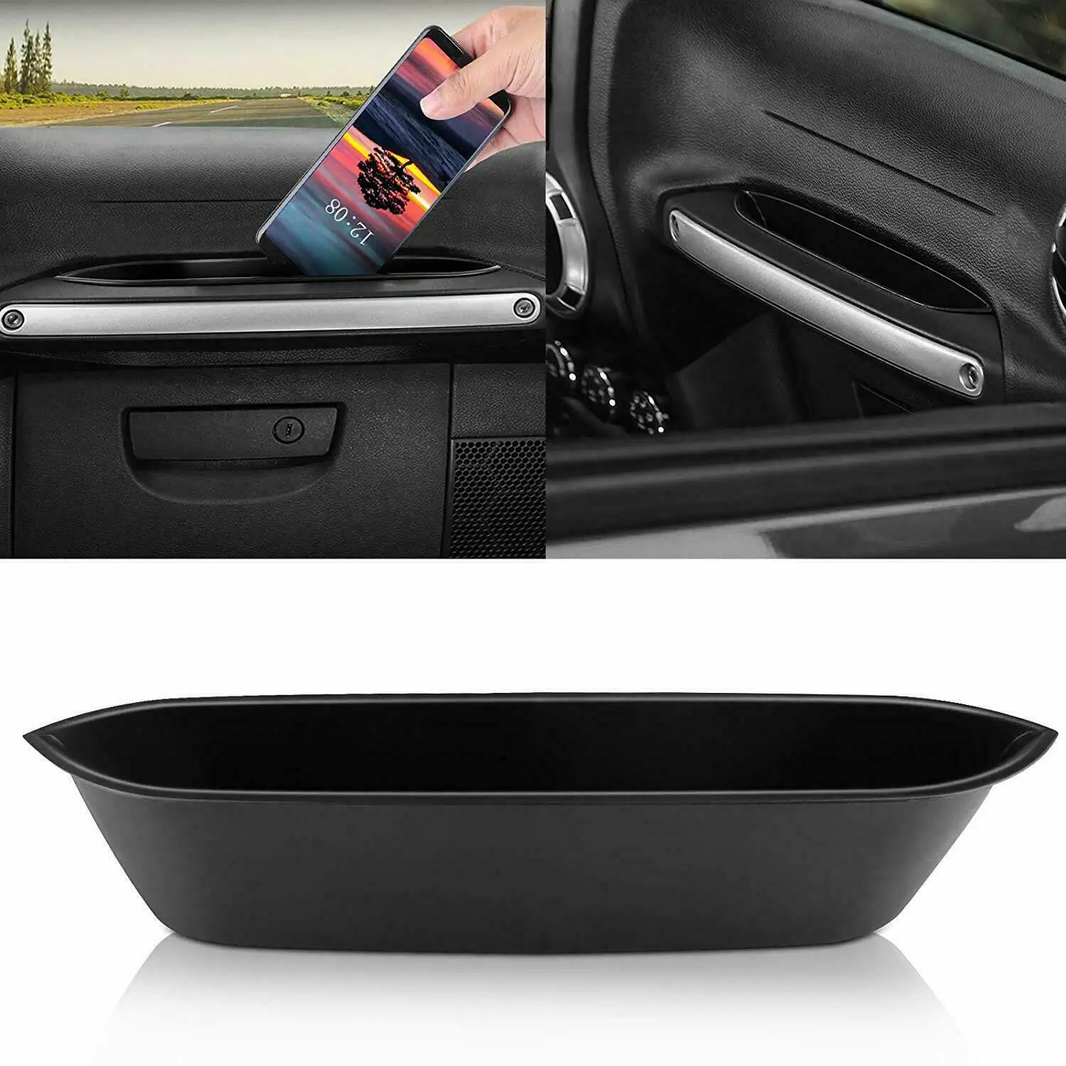 

1x Car Organizer Handle Grab Storage Tray Box Included Non-slip Mat For Jeep Wrangler JK Passenger 2011~2017