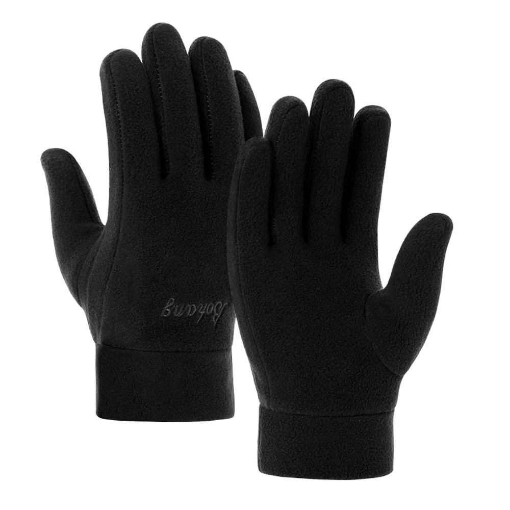 Men's Winter Gloves Solid Women Outdoor Polar Fleece Thick Warm Cold Gloves Motorcycle Cycling Wrist Glove black Mittens