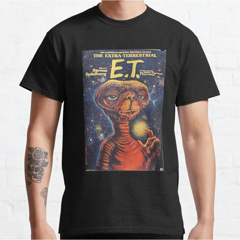 ET The Extra Terrestrial 80s Horrorfilm Alien E.T. Sci Fi Kurzarm-T-Shirt mit Rundhalsausschnitt für Herren, große Größe, Erwachsene, Tops S-6XL