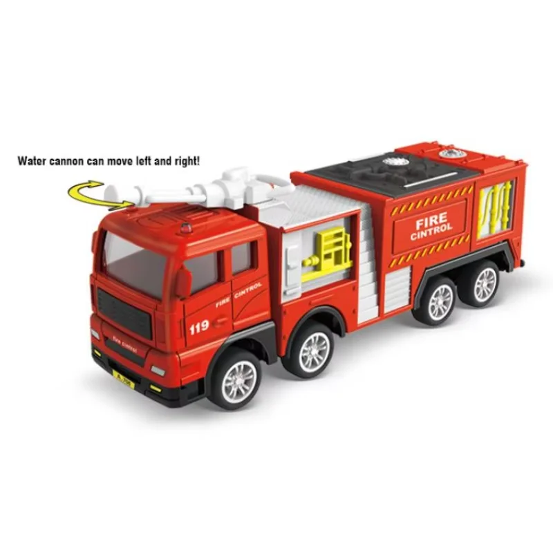 어린이 소방차 풀백 장난감, 화재 텔레스코픽 사다리 트럭, 관성 자동차 화재 구조 물 탱커 모델, 소년 생일 선물