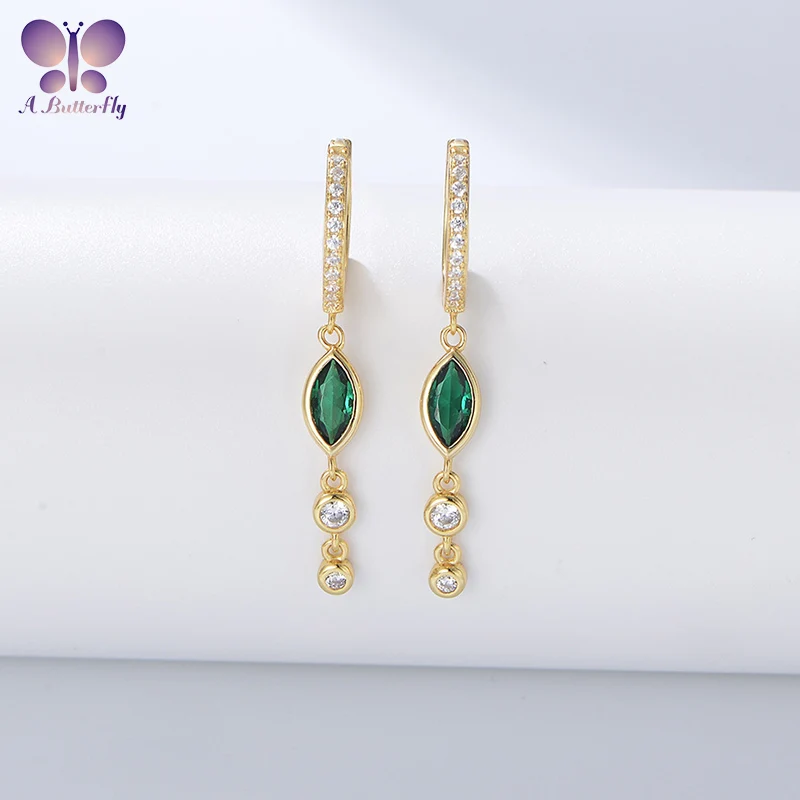 

AButterfly 100% 925 Sterling Silver Earrings Marquise Emerald High Carbon Simulated Diamond Women Fine Jewelry Wholesale