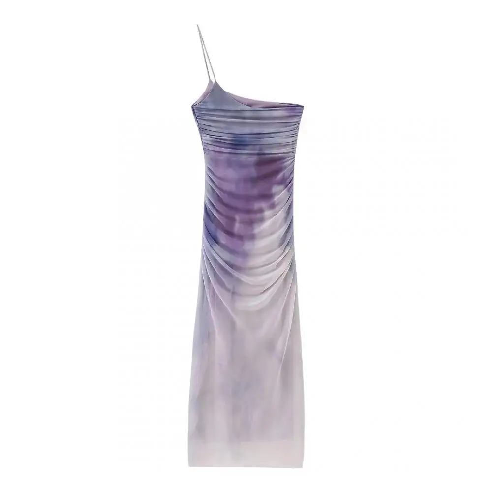 

Платье женское асимметричное с принтом, пикантная кофта на бретелях-спагетти, с диагональным воротником, без рукавов, с открытой спиной, пляжная одежда