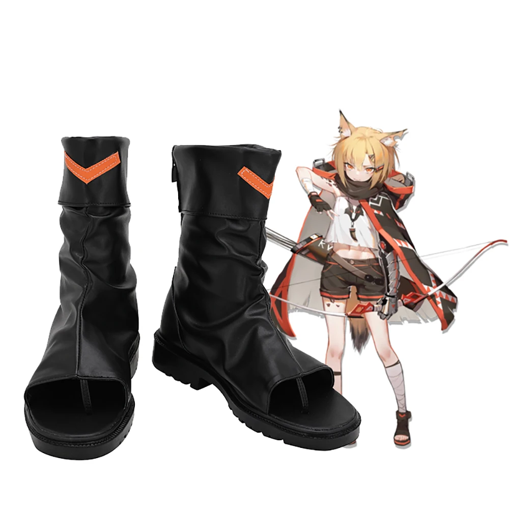 

Game Arknights Vermeil Cosplay Boots Black Leather Shoes Custom Made Any Size
