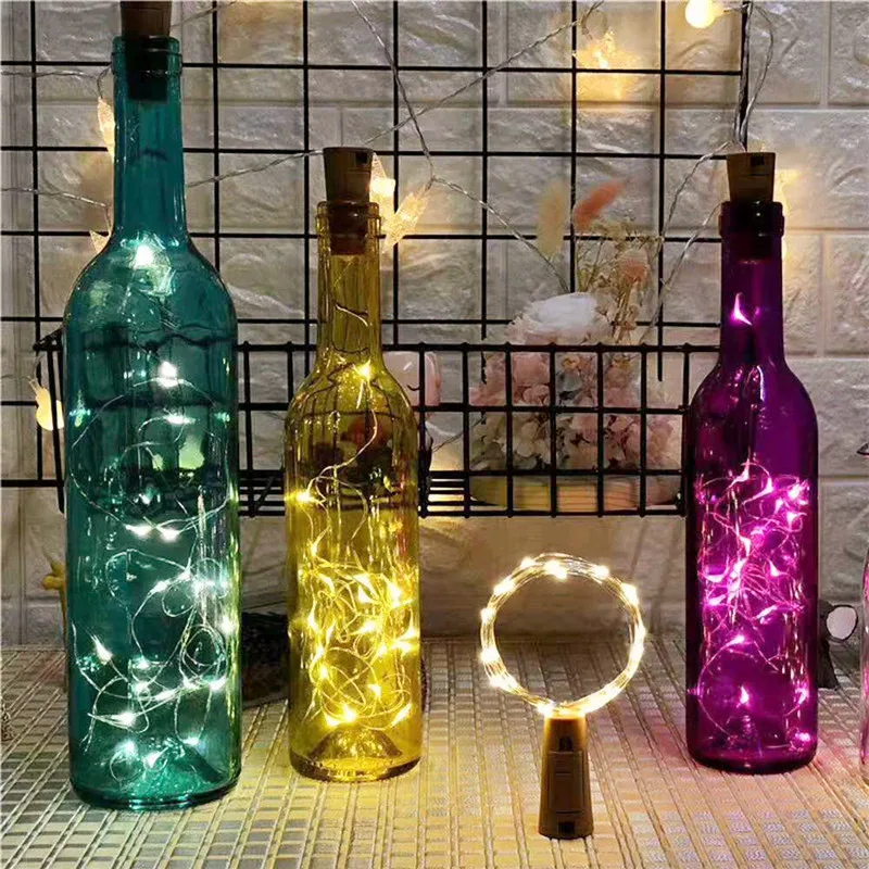 Bar LED Wine Bottle Cork String Fairy Lights 5pcs Holiday Decoration Garland Christmas Copper Wire String