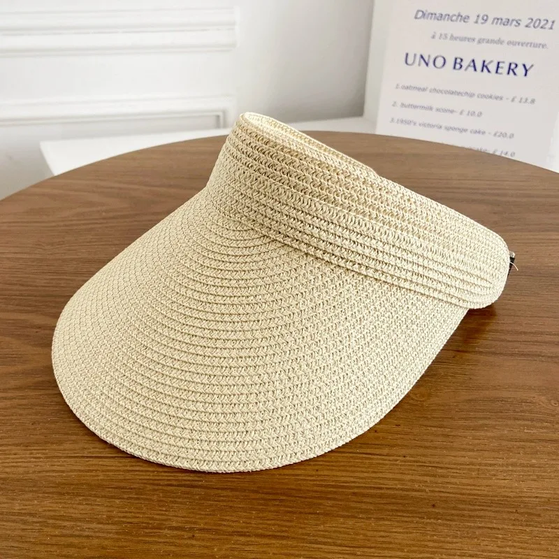 Summer Women’s Sunscreen Hat Adjustable Fashionable Empty Top Big Brim Straw Hat for Outdoor Vacation Safety Accessories Wide-brim hats