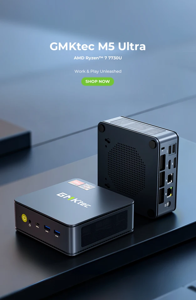 GMKtec NucBox M5 Ultra Mini PC AMD Ryzen 7 7730U WIFI6 BT5.2 Win11