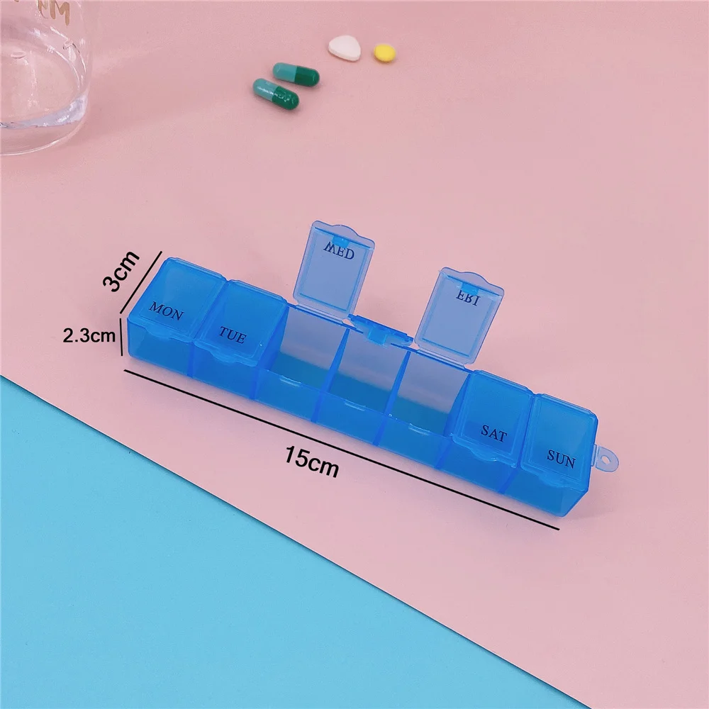 Weekly Transparent Pill Organizer Box with Splitters - 7-Day Medicine Storage Container