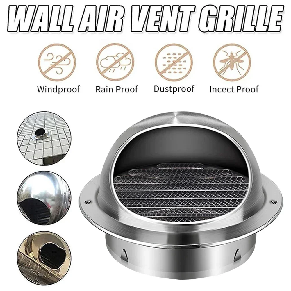 Air Vent Grille Stainless Steel Wall Ceiling Ventilation 80/100/150mm Exhaust Cover Outlet Heating Cooling Vents Cap