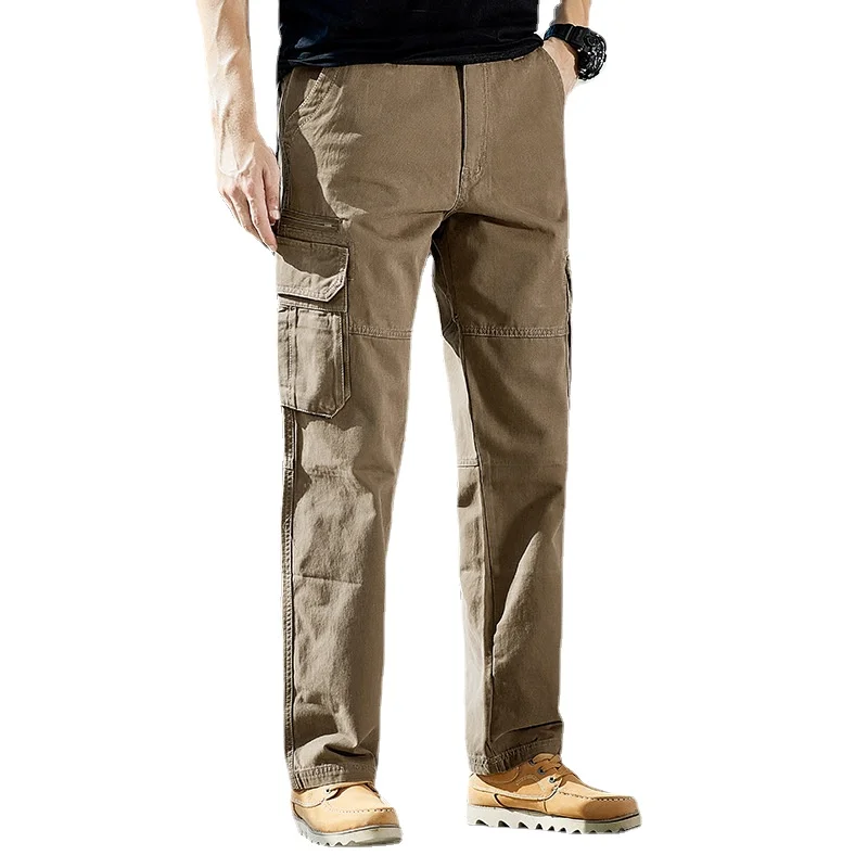 

Men's spring and summer new straight loose large size youth multi-pocket outdoor casual pants