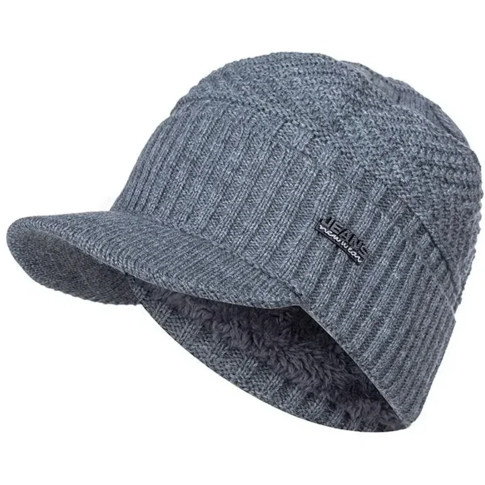 Heißer Verkauf Unisex Warme Wintermützen Plüschfell Gefütterte Warme Mütze Mit Krempe Outdoor Strickmützen Für Männer & Frauen – Detail 13