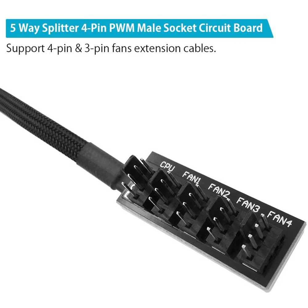 1 to 5 4Pin PWM Hub Fan Splitter 4