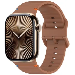 Silicone Smartwatch Band - Adjustable Sport Strap and Stylish Design for 42 44 45 46 49 mm (Brown)