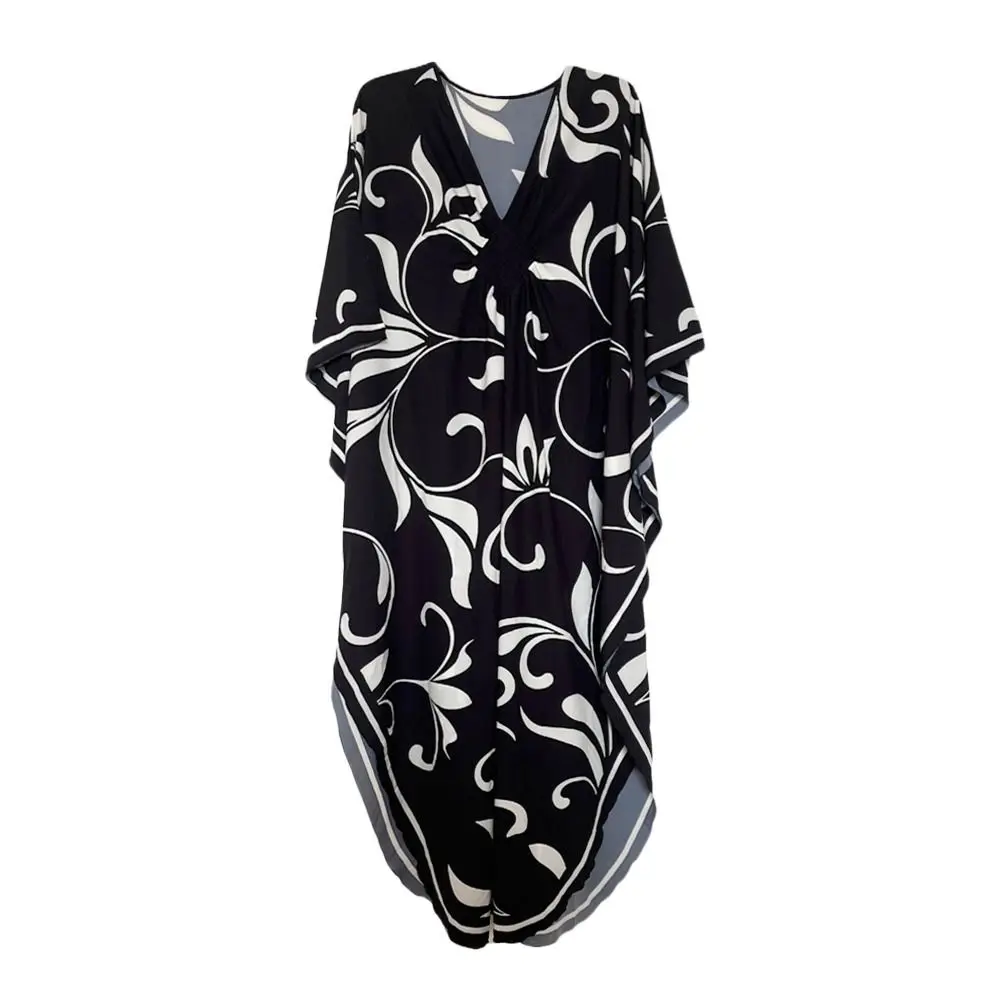 Fashion V Neck Summer Sunscreen Smock Long Loose Beachwear Shirt Vacation Bathing Suit Swimsuit Cover Up Dress for Women 2