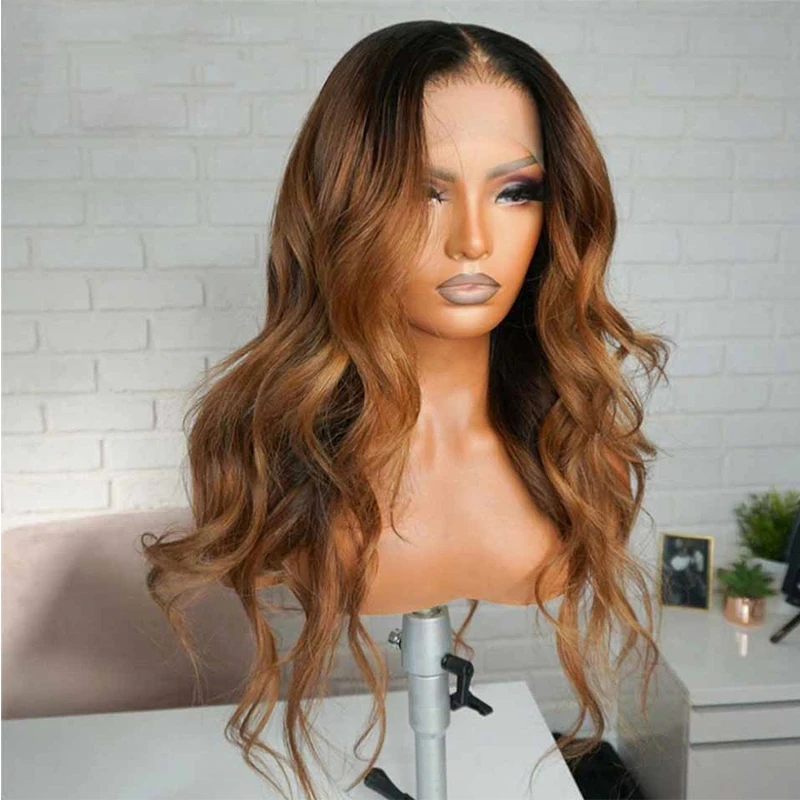 

28 inch Highlight Ombre Blonde Body Wave European Virgin Human Hair Jewish Wig 13x4 Lace Front Kosher Sheitel Wigs For Wome