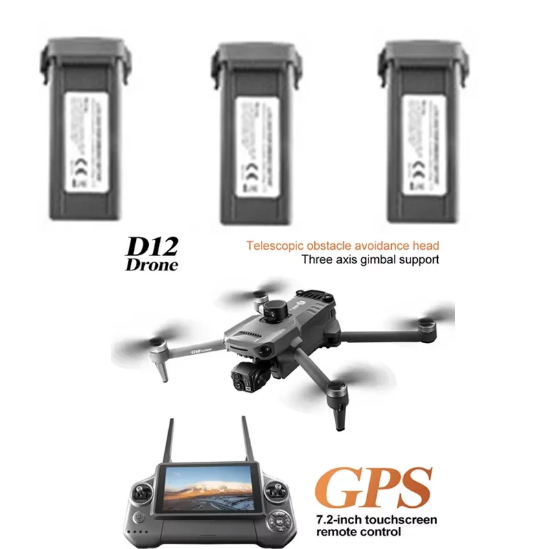 Batterie Li-Poly 11.4V 4500mAh pour Drone D12 Rc GPS - 1 à 3 Piles