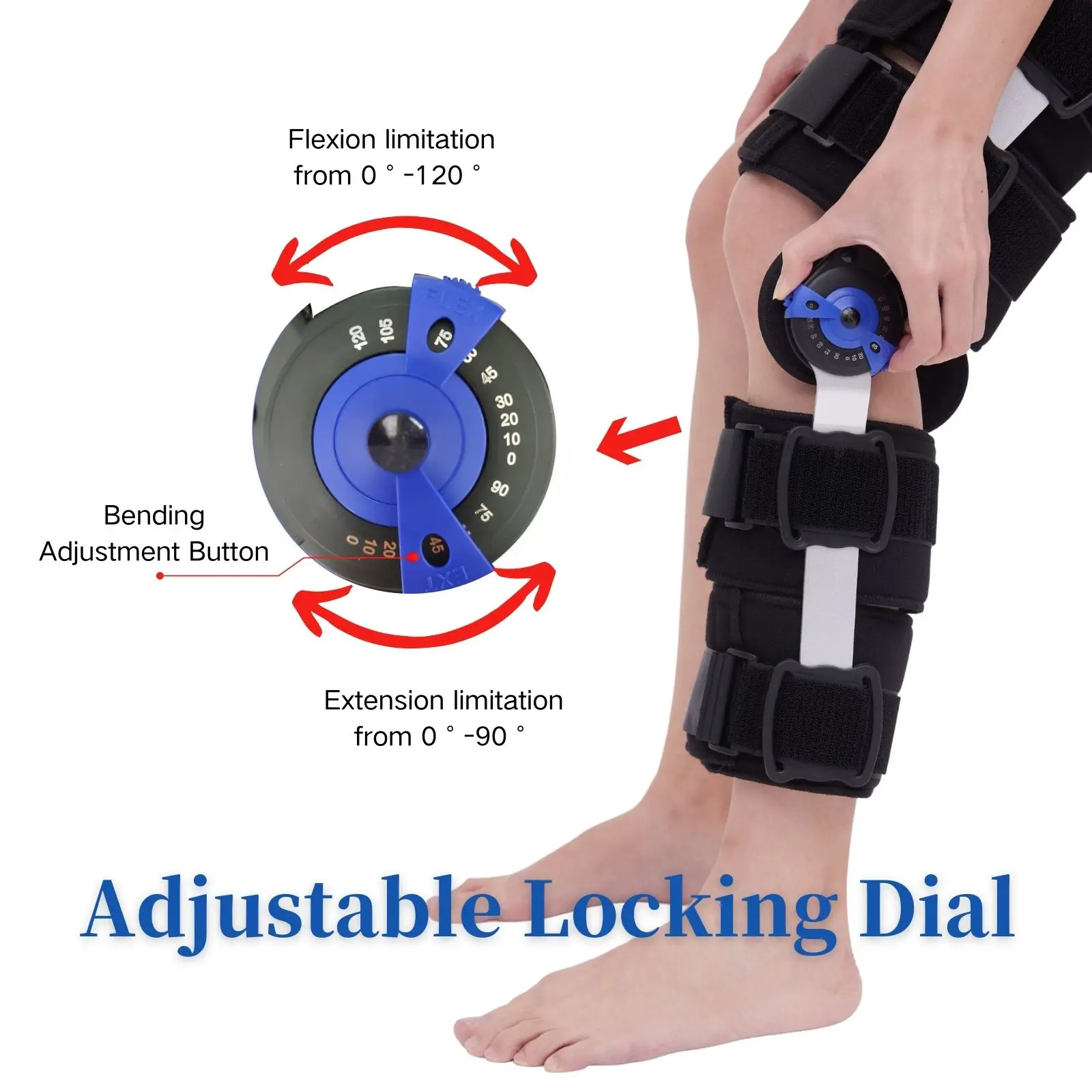 Hinged ROM Knee Brace, Adjustable Post Op Recovery Support for ACL, MCL and PCL Injury, Medical Knee Immobilizer Stabilizer 2