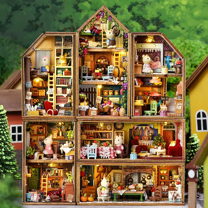Doll House Miniature 3D Puzzle Toys Wooden Dollhouse Handmade Assembly Models For Teenagers Birthday Gifts Home Decoration