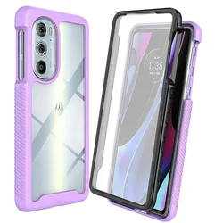Crystal Clear 360° Protection Case with Front PET Film for Moto Edge 20 Pro (PURPLE)