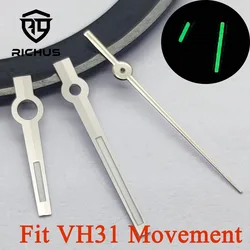 Elegant Silver/Gold/Rose Gold Watch Hands with Green Luminous Finish - Premium Quartz Accessory (Silver hands1)
