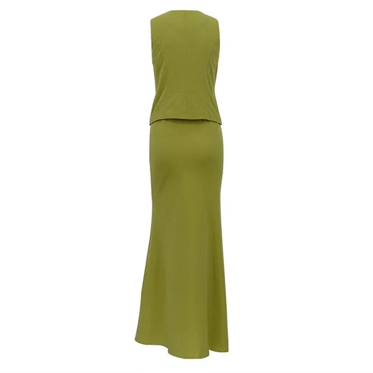 Elegant Vest Skirt Two Piece Set Women