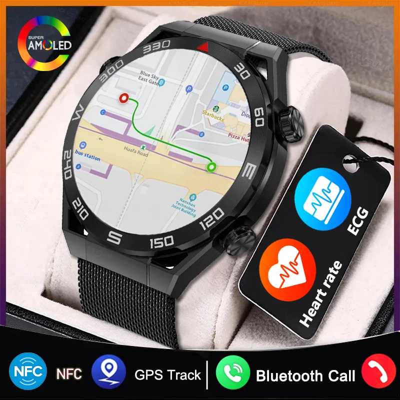 2023 New NFC ECG+PPG Bluetooth Call Smartwatch GPS Tracker Motion