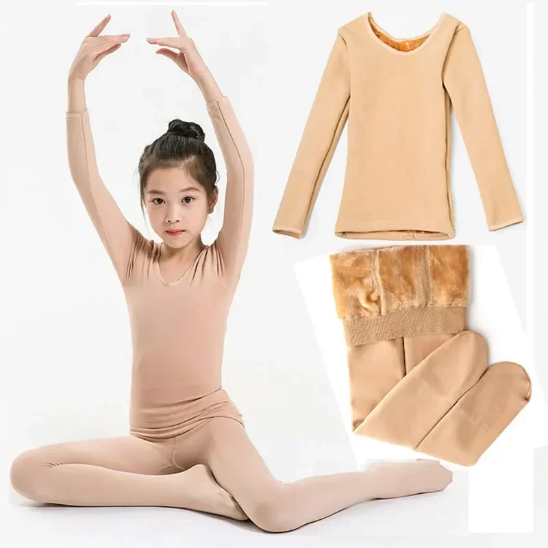Girls Thermal Underwear Set Winter Fleece Thick Leggings Dance Costume Kids homewear Children Underwear 10 12 Years Kids Clothes