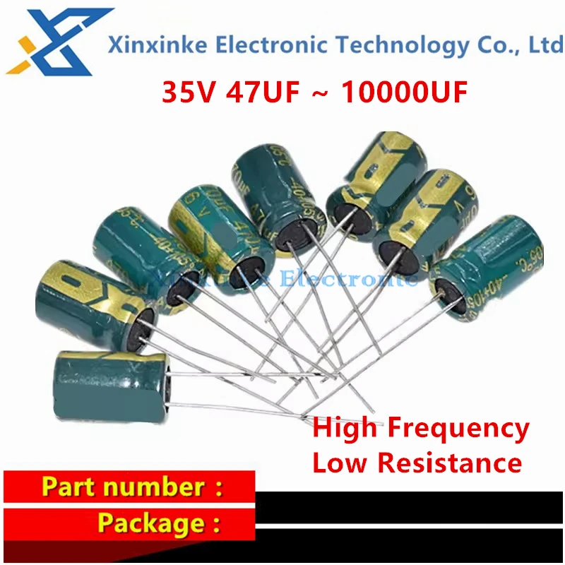 10 ~ 50PCS 35V High Frequency Low Resistance Electrolytic Capacitor 47UF 100UF 150UF 220UF 330UF 470UF