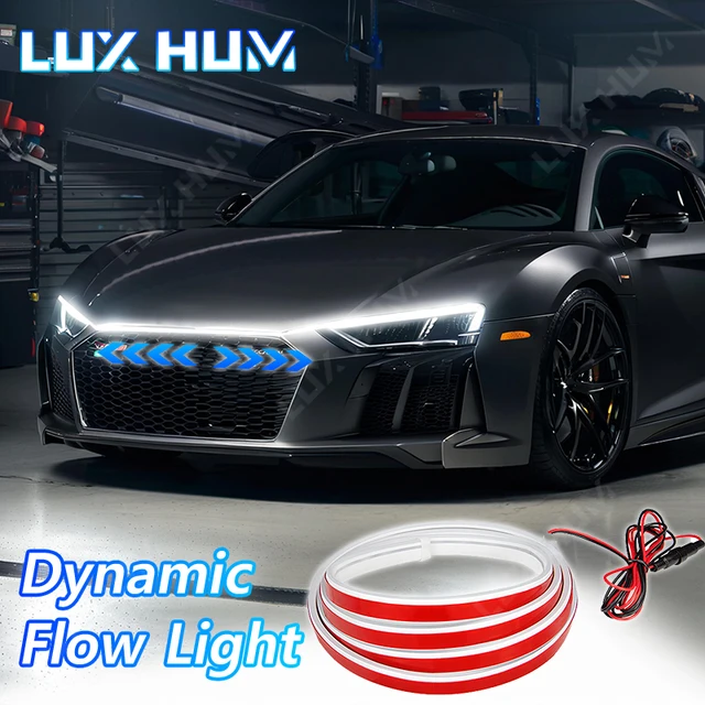 Dynamic Scanning Car Hood Light Flexible Waterproof Car Daytime Running Light Strip Auto Dynamic Flow Light Universal for DC12V 1