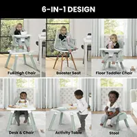 6-in-1 Convertible High Chair for Babies and Toddlers, Converts to Stool, Booster Seat, Table and More in Sage Green 2
