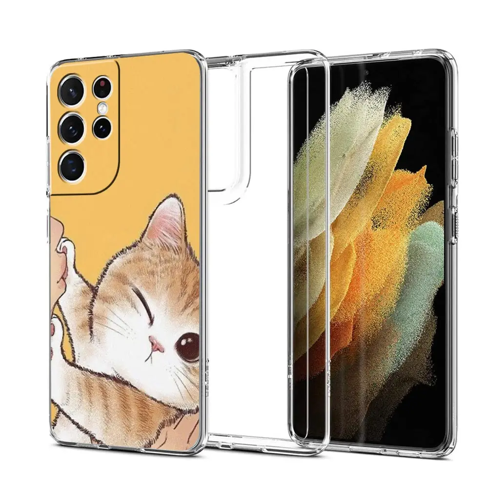 Adorable Cartoon Kitten Clear Silicone Phone Case