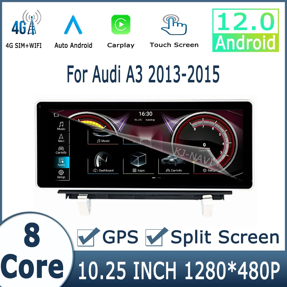 10.25'' Car Radio Multimedia Android 12 Stereo For Audi A3 8V Wireless Carplay GPS Navigation