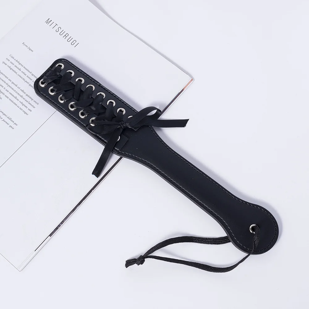 32CM Pu Leather Paddle, Tied bow tie Riding Crop Pu Leather Horse whip,Submissive,Flog Spank Paddle 5