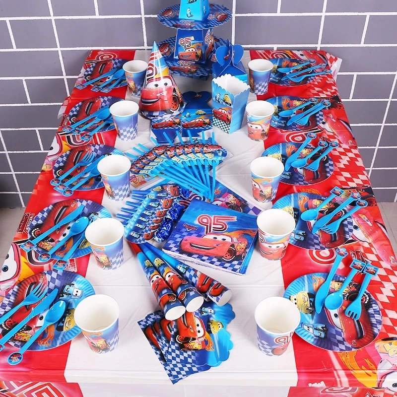 Disney McQueen Cake Decoration Lightning Cars Cake Topper  Cake Flag Happy Birthday Party for Kids Boy Baby Shower Supplies