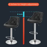 Bar Stools Set of 2 ，Barstools Swivel Stool Height Adjustable Bar Chairs with Back PU Leather Swivel Bar 3