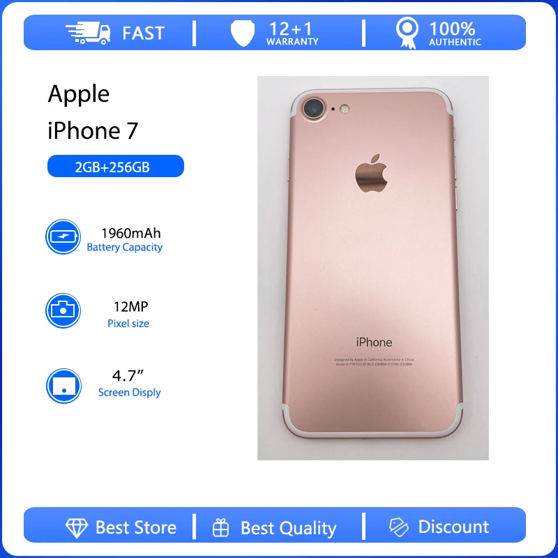 

Apple iPhone 7 Mobile Phone Original Used Unlocked 4.7" 32/128/256GB ROM Quad-core IOS 12MP Camera 4G Fingerprint Smartphone
