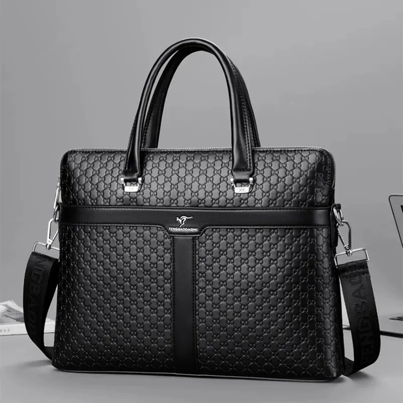 

High Quality Business Men's Briefcase Fashion Leather Handbag Large Capacity Shoulder Messenger Bag Office Man Laptop